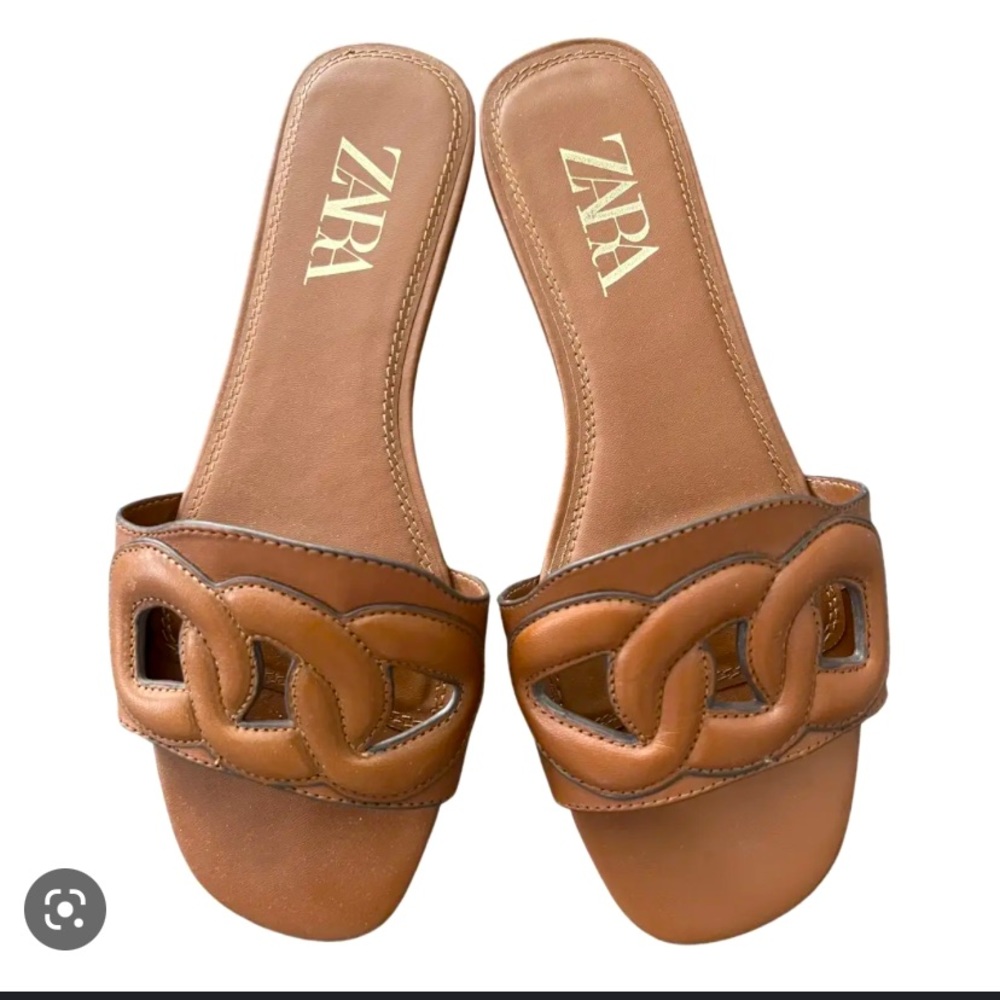 Zara Slip On Brown Sandals